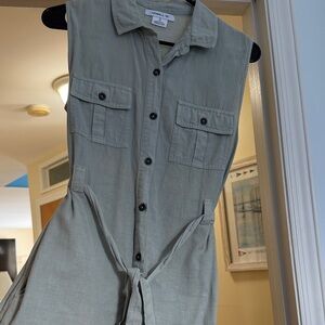 O’Neill sage green Sleeveless Button-Up romper
